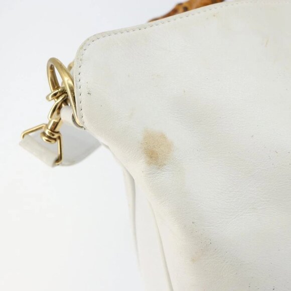GUCCI Bamboo Hand Bag Leather 2way White Gold - Picture 11 of 15